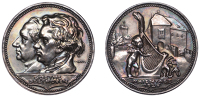 Germany, Goethe and Beethoven, 1926, a bronze medal by K. Goetz, conjoined busts left, rev. cherub playing harp,...