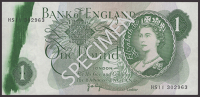 ERROR: Bank of England, John B. Page, £1, 1970, serial number HS11 302963, with massive green smudge across left...
