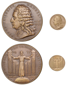Germany, 250th Birthday of Georg Friedrich Handel, 1935, a bronze medal by K. Goetz, bust left, rev. Jesus in front...