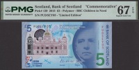 Bank of Scotland, commemorative £5, 17 July 2015, serial number PUDSEY05, Horta-Osorio and Grant signatures, with...