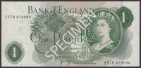 ERROR: Bank of England, John B. Page, £1, 1970, mismatched serial numbers ES79 078283 and ES79 079183, about...