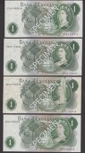 ERROR: Bank of England, John B. Page, a small group of smudging errors, all on £1 notes, 1970, prefixes Z19J, X69A,...