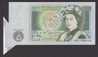 ERROR: Bank of England, John B. Page, £1, 9 February 1978, serial number 08C 082498, with wonderful shark-fin error...