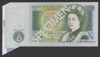 ERROR: Bank of England, John B. Page, £1, 9 February 1978, serial number C08N 945305, with significant extra paper...