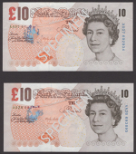 ERROR: Bank of England, Merlyn V. Lowther, £10 (2), 7 November 2000, serial numbers AA07 692934 and AA28 693895,...