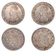 Charles II (1660-1685), Machine made issues, Halfgroats (2), mm. crown, both type C, legend around bust, no stop...