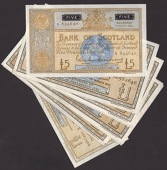 Bank of Scotland, £1 (11), 1955 (2), 1956, 1957 (2), 1959, 1960, 1961, 1964, 1965, and 1967 and £5, 1966, the £5...