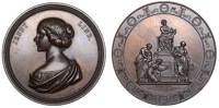 Sweden, Jenny Lind, 1848, a bronze medal by P.H. Lundgren after C.G. Qvarnsröms, draped bust left, rev. female...