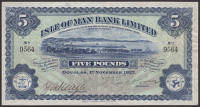 Isle of Man Bank Limited, £5, 1 November 1927, serial number 9564, manuscript Cubbon and Quayle signatures, an...