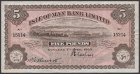 Isle of Man Bank Limited, £5, 7 April 1960, serial number 15214, manuscript Cashin and Quirk signatures, a solid...