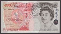 Bank of England, Merlyn V. Lowther, £50, 1 January 1999, serial number J01 997004, one extremely light central...