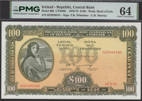 Central Bank of Ireland, £100, 26 February 1973, serial number 02Z048341, Whitaker and Murray signatures, in PMG...