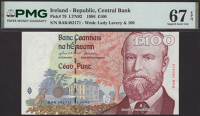 Central Bank of Ireland, £100, 22 August 1996, serial number BAK482171, O’Conaill and Mullarkey signatures, in...