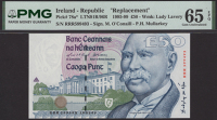 Central Bank of Ireland, replacement £50, 19 March 1999, serial number RRR599493, O’Conaill and Mullarkey...
