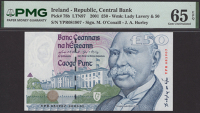 Central Bank of Ireland, £50, 8 March 2001, serial number YPR081907, O’Conaill and Hurley signatures, in PMG...