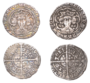 Edward IV (First reign, 1461-1470), Light coinage, Groats (2), both Bristol, class VII, mm. crown, quatrefoils by...