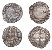 Elizabeth I (1558-1603), Sixth issue, Halfgroats (2), both mm. hand, bust 6E, 0.88g/8h, 0.73g/10h (BCW HA-1/HA-a2; N...