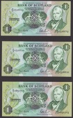 Bank of Scotland, £1 (5), 19 August 1988, prefixes E/1, E/13 (2), and replacement prefix Z/3 (2), Risk and Burt...