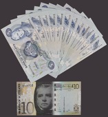 Bank of Scotland, £5 (5), 20 June 1990, serial numbers EA000044, EA000327, and EA000380, Risk and Burt signatures,...