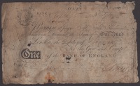 Bank of England, Abraham Newland, £1, 21 November 1807, serial number 27475, heavily worn and toned, very good, and...