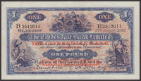 Clydesdale Bank Limited, £1, 31 August 1938, serial number B2512611, Mitchell and Young printed signatures,...