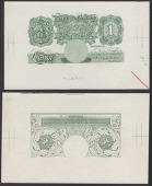 Bank of England, Cyril P. Mahon, obverse and reverse proofs for £1, ND (22 November 1928), both green print, on...