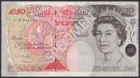 ERROR: Bank of England, Graham E. A. Kentfield, £50, 20 April 1994, serial number C10 756053, significantly miscut,...