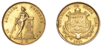 Costa Rica, First Republic, Escudo, 1851jb, San José (KM 98). Some edge abnormalities to left of reverse edge,...