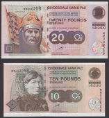 Clydesdale Bank PLC, commemorative £10 and £20, 1 January 2000, serial numbers MM000258, Wright signature,...
