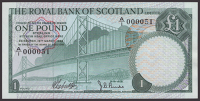 Royal Bank of Scotland Limited, £1, 19 March 1969, serial number A/1 000051, Robertson and Burke signatures,...