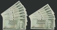 Royal Bank of Scotland PLC, £1 (21), including dates 1988 (2), prefixes A/41 and replacement Z/1, 1989 (2),...