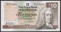 Royal Bank of Scotland PLC, £10 (11), 28 January 1992 (2), serial numbers B/32 000311 and B/32 000456, Mathewson...