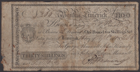 Bank of Limerick, for George Maunsell, John Kennedy and Robert Hedges Maunsell, 30 Shillings, 16 September 1818,...