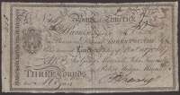 Bank of Limerick, for George Maunsell, John Kennedy and Robert Hedges Maunsell, £3, 25 November 1819, serial number...