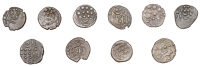 BRITISH IRON AGE, Durotriges, Uninscribed issues, billon Staters (10), degraded head of Apollo right, revs. horse...