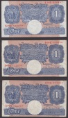 Bank of England, Kenneth O. Peppiatt, replacement £1 (3), 29 March 1940, prefixes S10D, S09E and S08H, annotations...