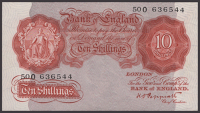 Bank of England, Kenneth O. Peppiatt, 10 Shillings, 17 June 1948, serial number 50O 636544, good extremely fine and...