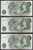 Bank of England, John B. Page, £1 (9) and replacement £1 (5) 1970, prefixes W40A, R54M, S74M, W28M, W57M, X16M,...