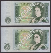 Bank of England, John B. Page, £1 (2), 9 February 1978, serial number A01 000908 and A01 002704, £1, 9 February...