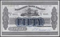 Northern Bank Limited, £50, 1 January 1943, serial number N-I/A 5841, Russell signature, extremely fine, scarce in...
