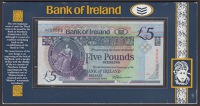 Bank of Ireland, £5, 25 August 1990, serial number A000002, Harrison signature, presented in the official Bank of...