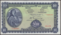 Central Bank of Ireland, replacement £10, 10 February 1975, serial number T248087, Whitaker and Murray signatures,...