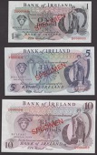 Bank of Ireland, a specimen set from the 1972 issue, comprising £1, serial number D000000, £5, serial number...