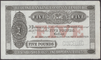 Belfast Banking Company, proof £5, c.1918, print on both sides, reverse blue, perforated CANCELLED horizontally and...