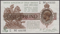 Treasury Series, Warren Fisher, £1, 26 February 1926, serial number D1/99 821755, original extremely fine
EPM T31	...