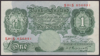Bank of England, Kenneth O. Peppiatt, replacement £1, 13 September 1948, serial number S01S 856891, a clean and...
