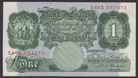 Bank of England, Percival S. Beale, £1 (7) and replacement £1 (2), 17 March 1950, prefixes H63B, Z08B, O57C, Z79C,...