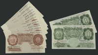 Bank of England, Leslie K. O’Brien, a small group of 10 Shillings (12), 21 November 1955, including one with...