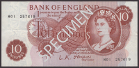 Bank of England, Leslie K. O’Brien, replacement 10 Shillings, 12 October 1961, serial number M01 257619, original...
