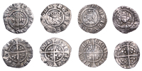 Henry VI, Pinecone-Mascle issue, Halfpenny, Calais, 0.40g/4h (N 1468; S 1885); Leaf-trefoil issue, Halfpenny,...